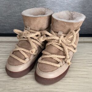 Inuikii Kids Tan Suede & Cream Lined Winter Boots